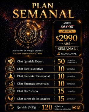 Plan Semanal (acceso x 7 días) Pago único manual
